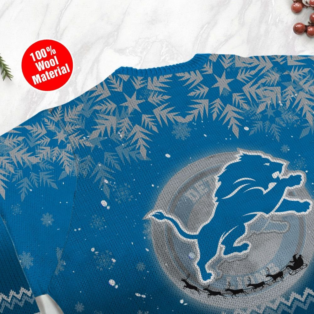 Detroit Lions Santa Claus In The Moon Ugly Christmas Sweater Adult 3D Funny Matching for family - Image 5