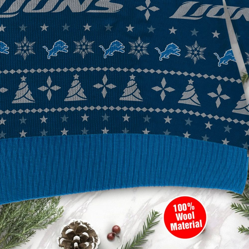 Detroit Lions Santa Claus In The Moon Ugly Christmas Sweater Adult 3D Funny Matching for family - Image 4