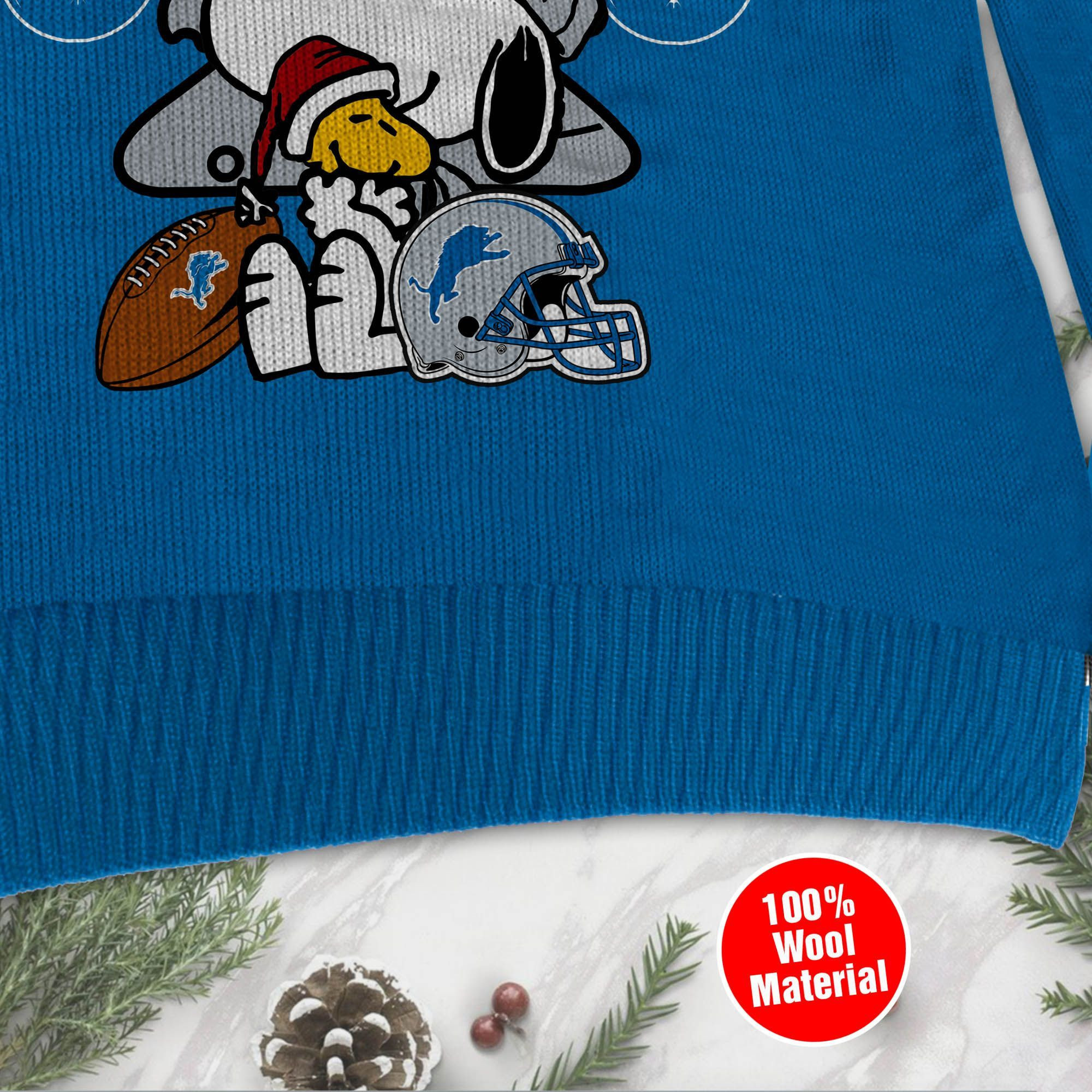 Detroit Lions Snoopy Ugly Christmas Sweater Adult 3D Funny Matching for family - Image 4
