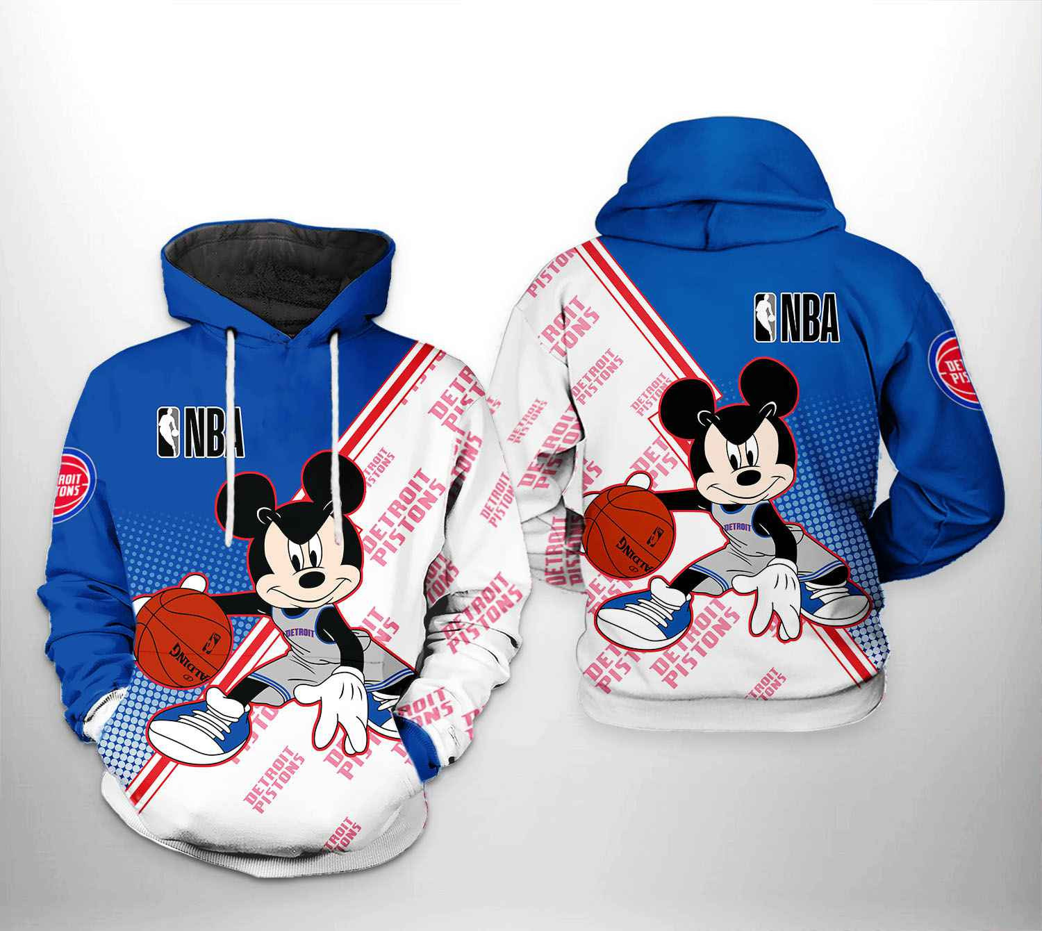 Detroit Pistons NBA Mickey 3D All Over Print Hoodie, Zip Hoodie