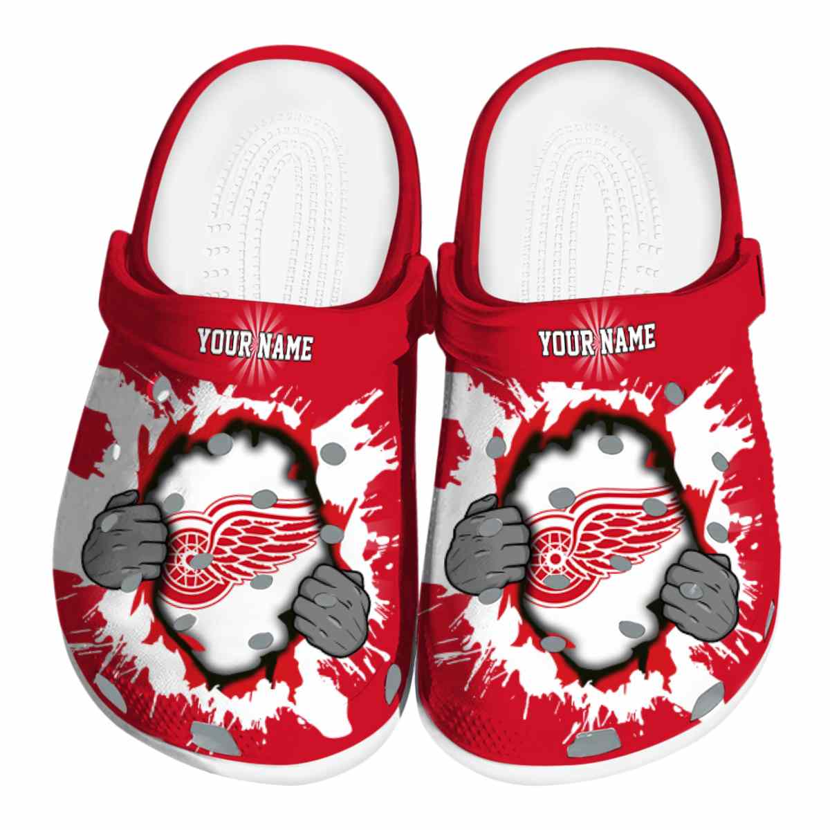 Detroit Red Wings NHL Sport Crocs Crocband Clogs Shoes Comfortable For Men Women and Kids