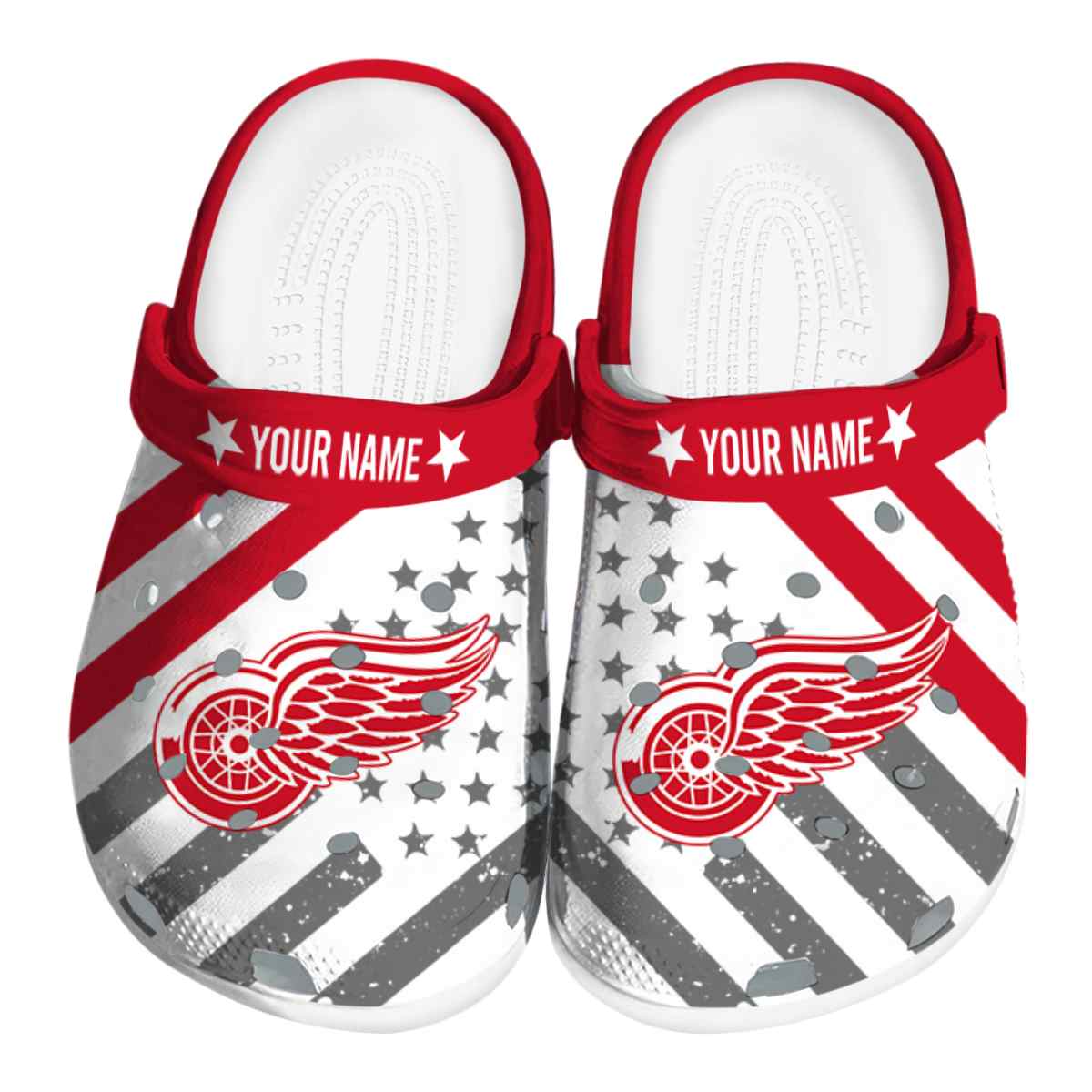 Detroit Red Wings NHL Sport Crocs Crocband Clogs Shoes Comfortable For Men Women and Kids