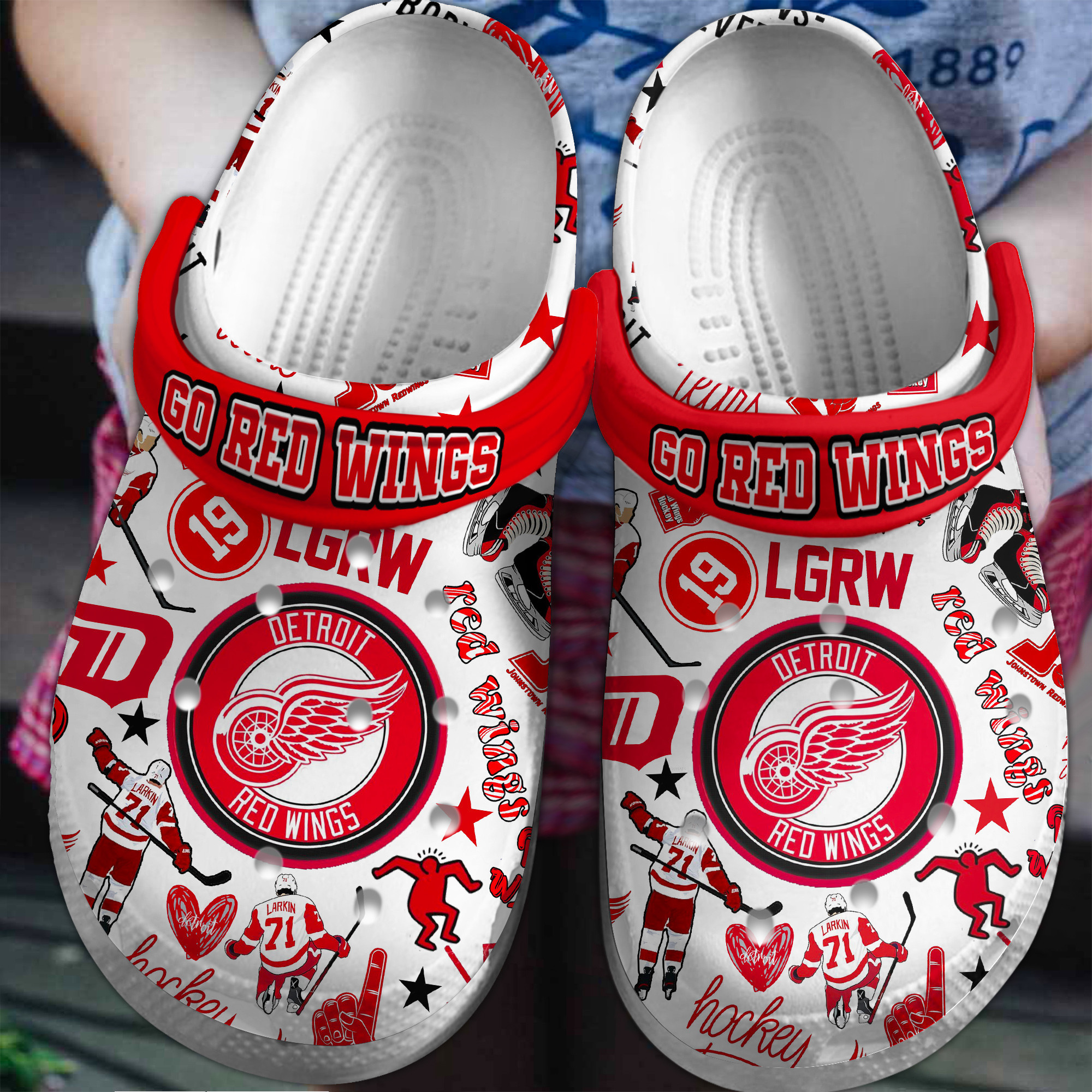Detroit Red Wings NHL Sport Crocs Crocband Clogs Shoes Comfortable For Men Women and Kids