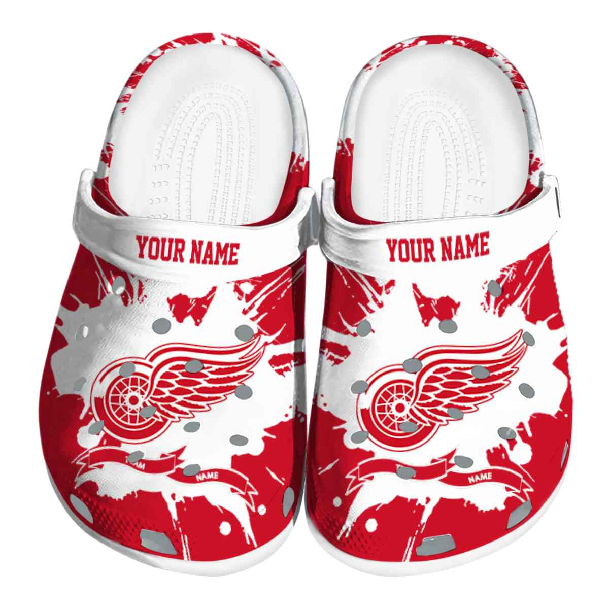 Detroit Red Wings NHL Sport Crocs Crocband Clogs Shoes Comfortable For Men Women and Kids