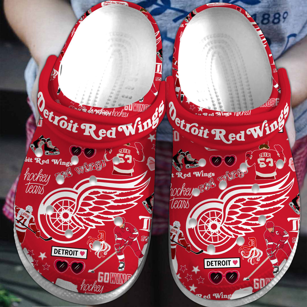 Detroit Red Wings NHL Sport Crocs Crocband Clogs Shoes Comfortable For Men Women and Kids
