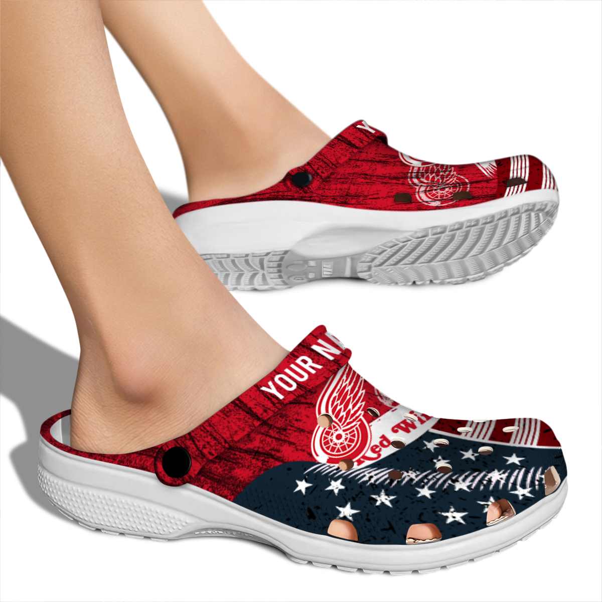 Detroit Red Wings NHL Sport Crocs Crocband Clogs Shoes Comfortable For Men Women and Kids - Image 2