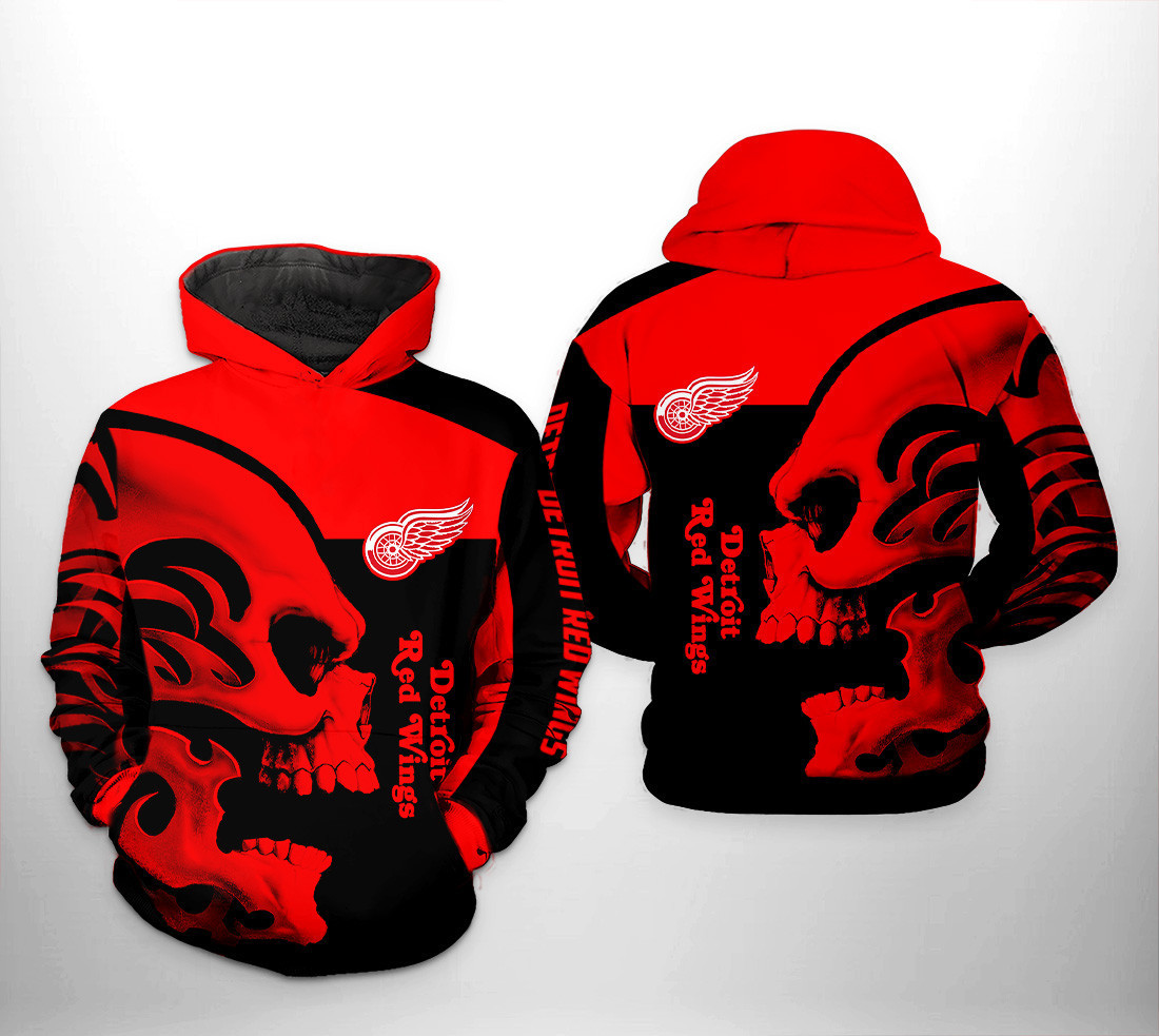 Detroit Red Wings Skull 3D All Over Print Hoodie, Zip Hoodie