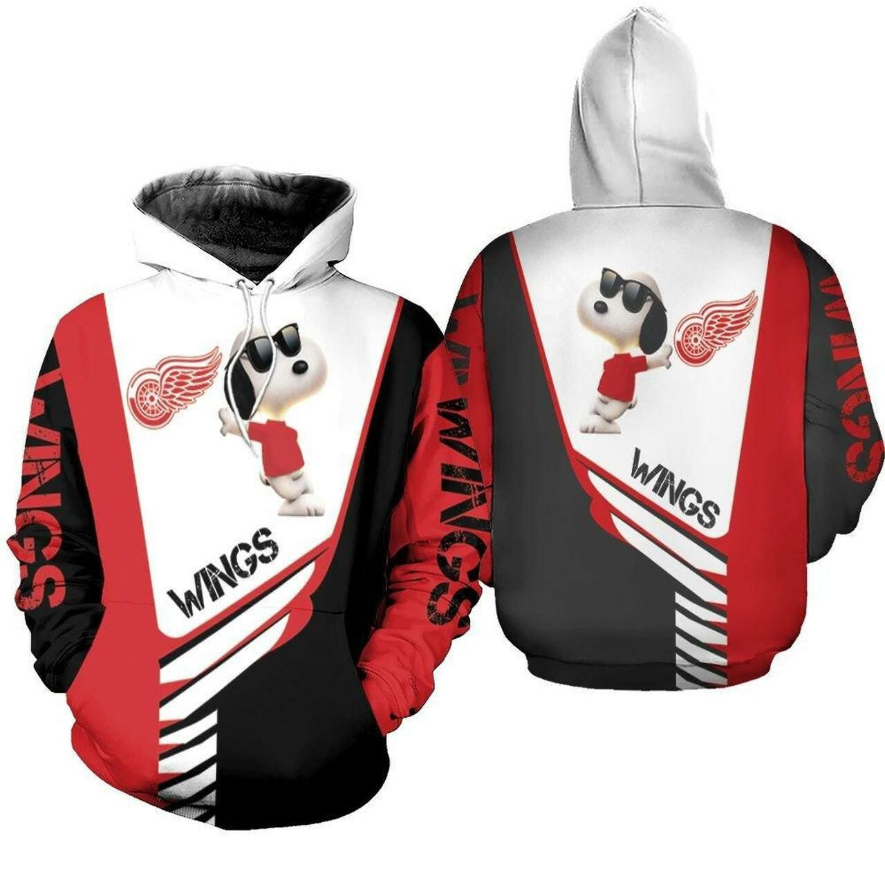Detroit Red Wings Snoopy For Lover 3D All Over Print Hoodie, Zip Hoodie