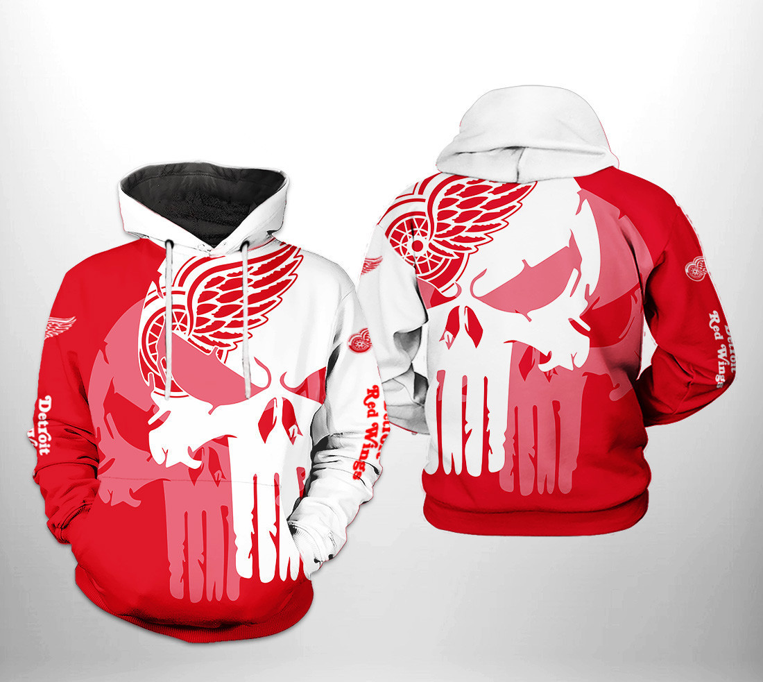 Detroit Red Wings Team Skull 3D All Over Print Hoodie, Zip Hoodie