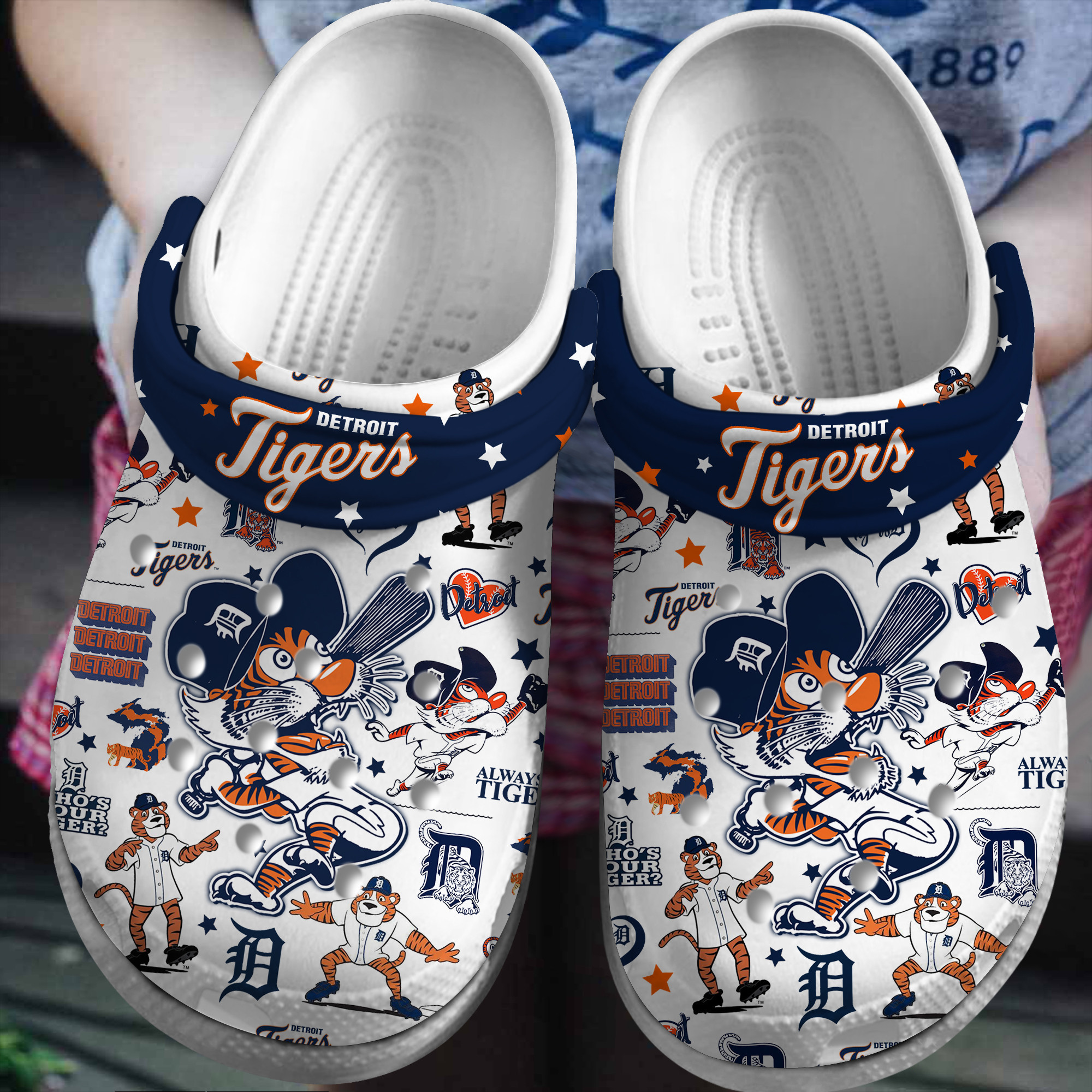 Detroit Tigers Baseball MLB Sport Crocs Crocband Clogs Shoes Comfortable For Men Women and Kids