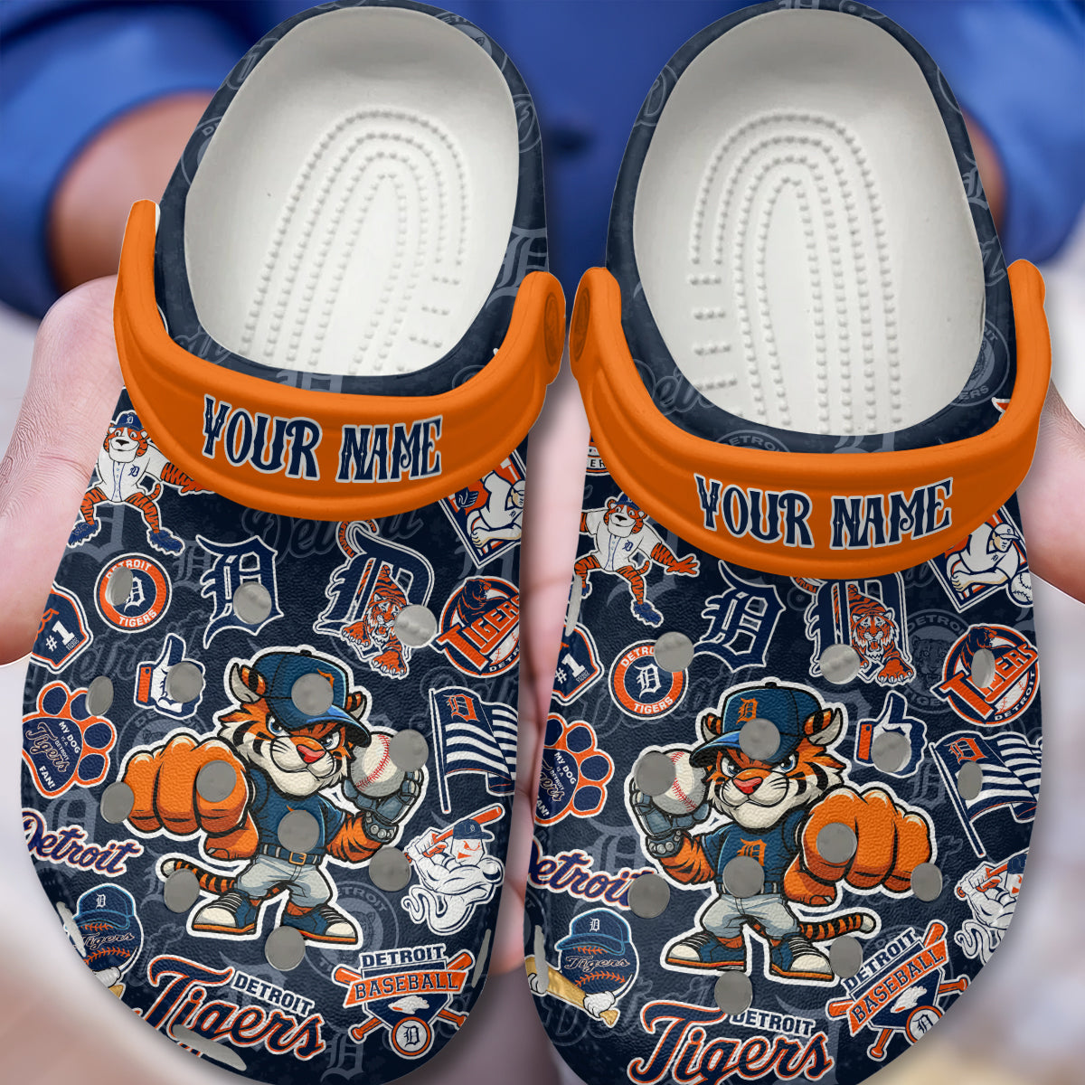 Detroit Tigers MLB Crocs Crocband Clogs Shoes Comfortable For Men Women and Kids