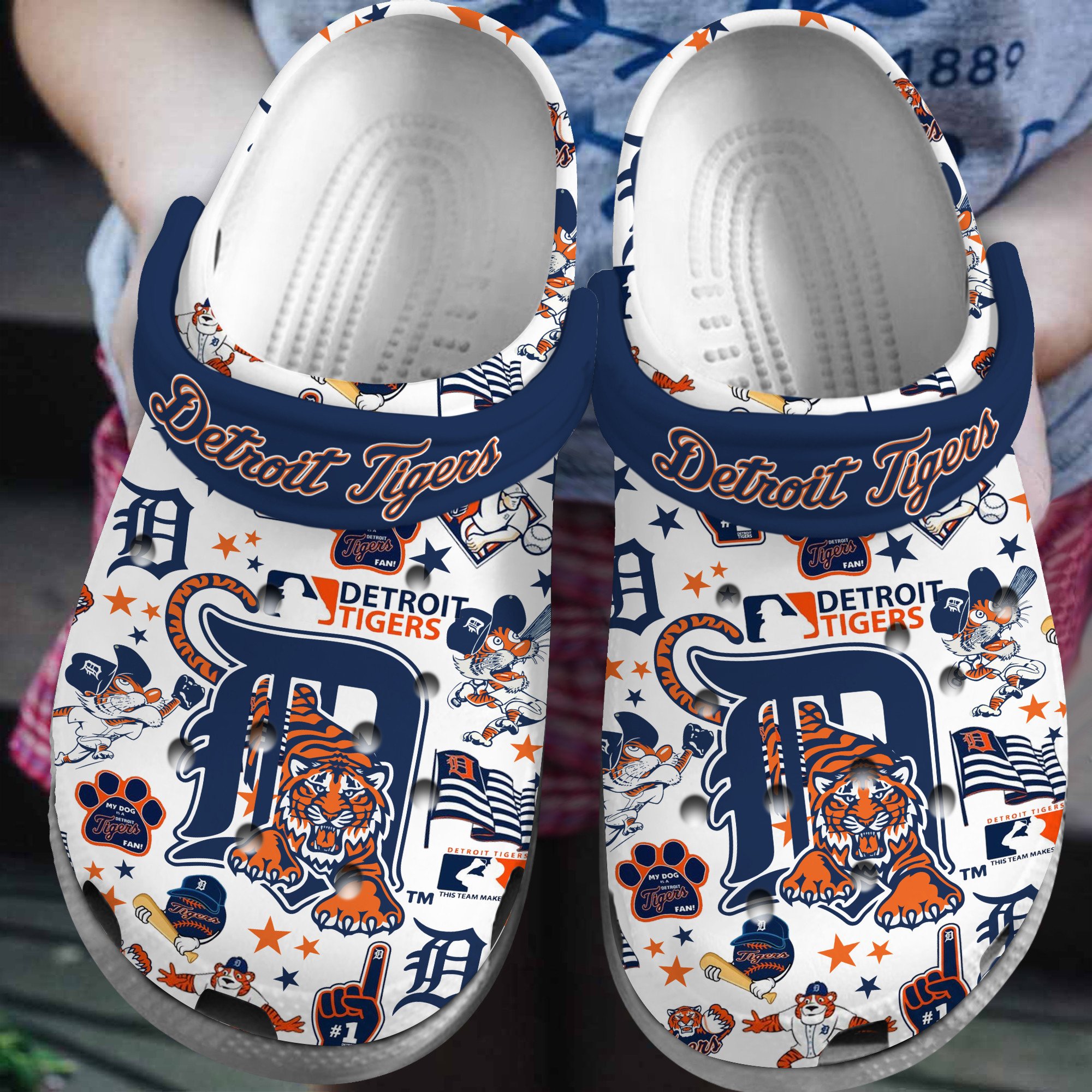 Detroit Tigers MLB Sport Crocs Crocband Clogs Shoes Comfortable For Men Women and Kids