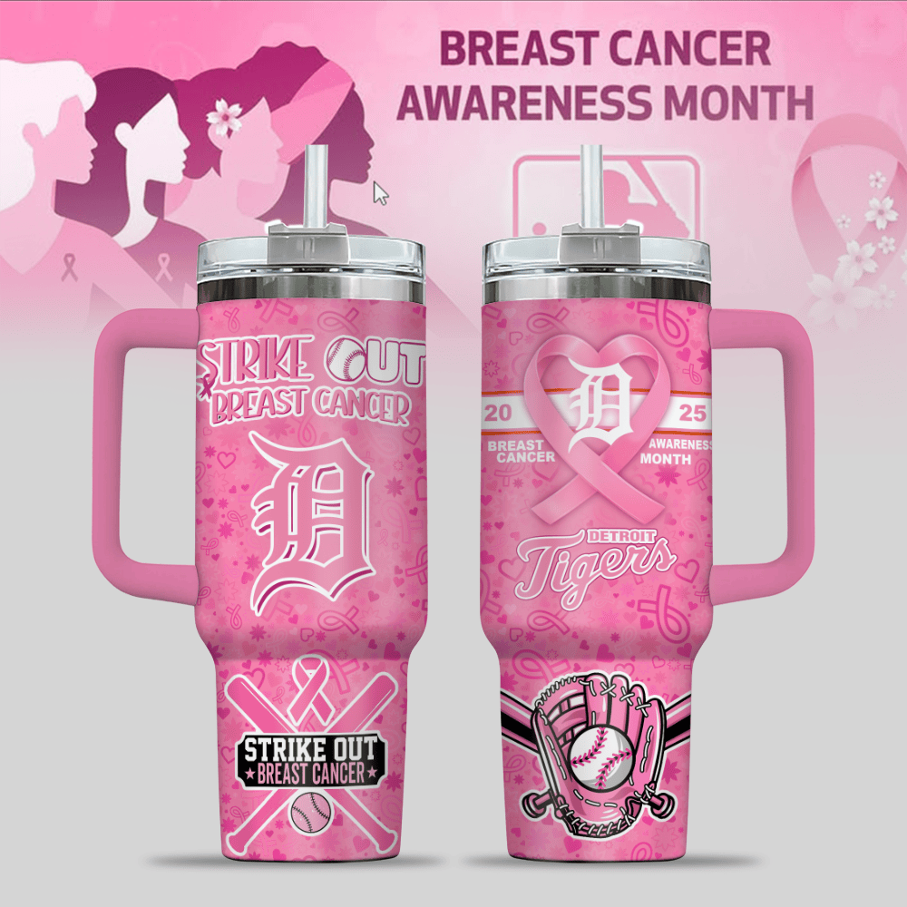 Detroit Tigers MLB x Breast Cancer Awareness Custom Stanley Cup 40 oz 30 oz Tumbler With HandleTVC2301125