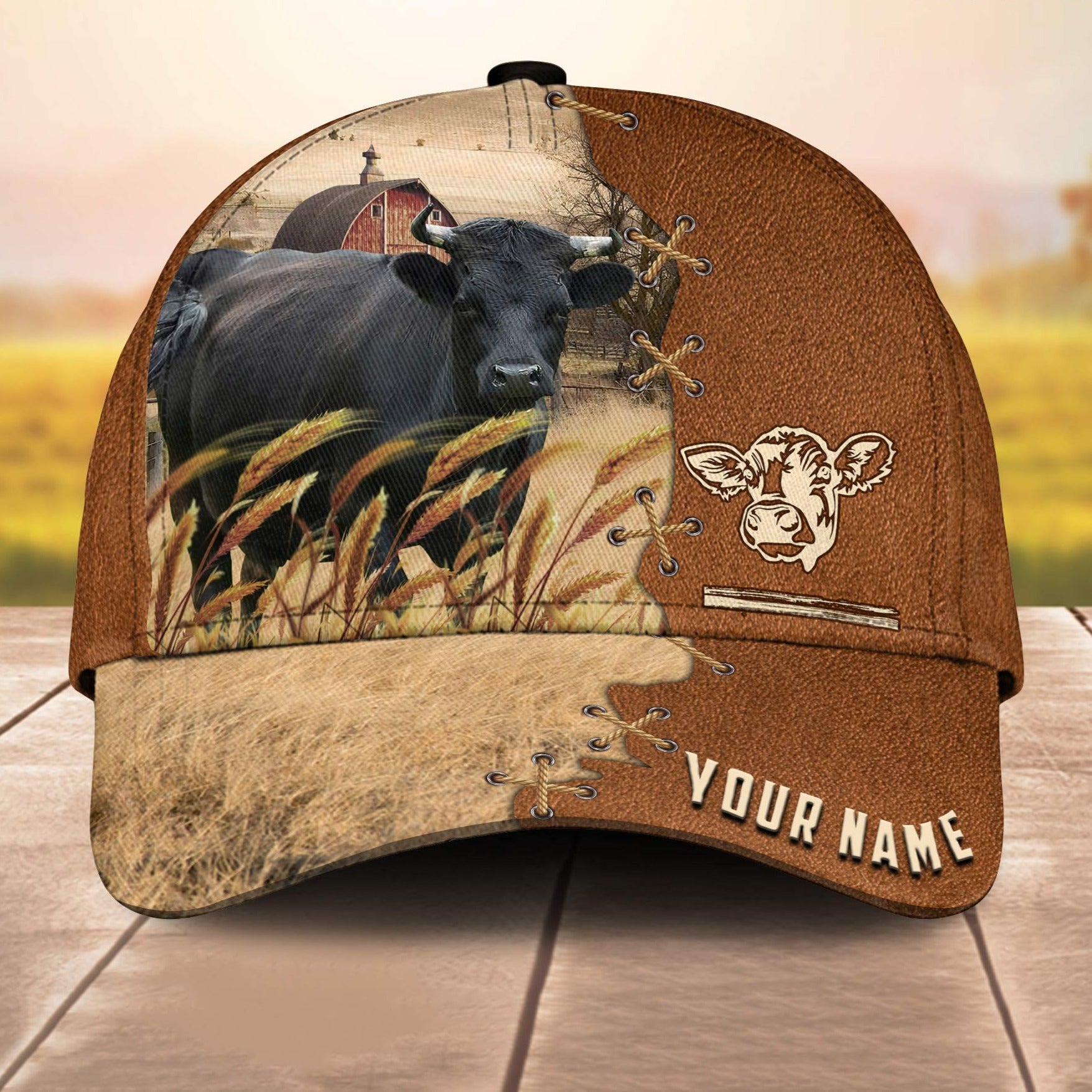 Dexter Custom Name Brown Leather Pattern 3D Cap 3D All Over Print Baseball Cap, Cap For Farm Lovers, Animal Cap, Leather Pattern Cap Trucker Hats Custom Hats Gifts For Men & Women