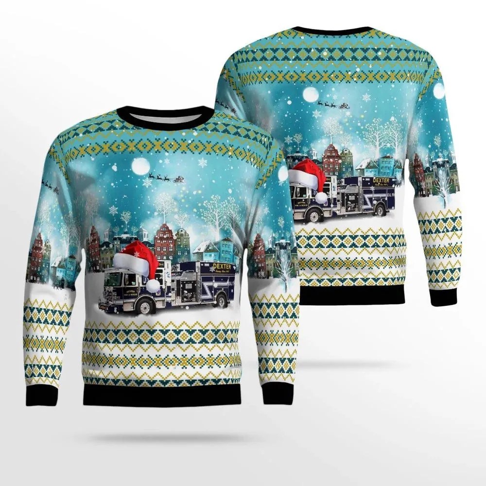Dexter New Mexico Dexter Fire And Rescue AOP Ugly Sweater Xmas Unisex Sweater Christmas Gifts For Men Women