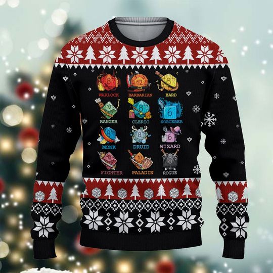 Dice Collections 3D Ugly Sweater, Perfect Outfit For Dungeons & Dragons Lovers Christmas - Image 4