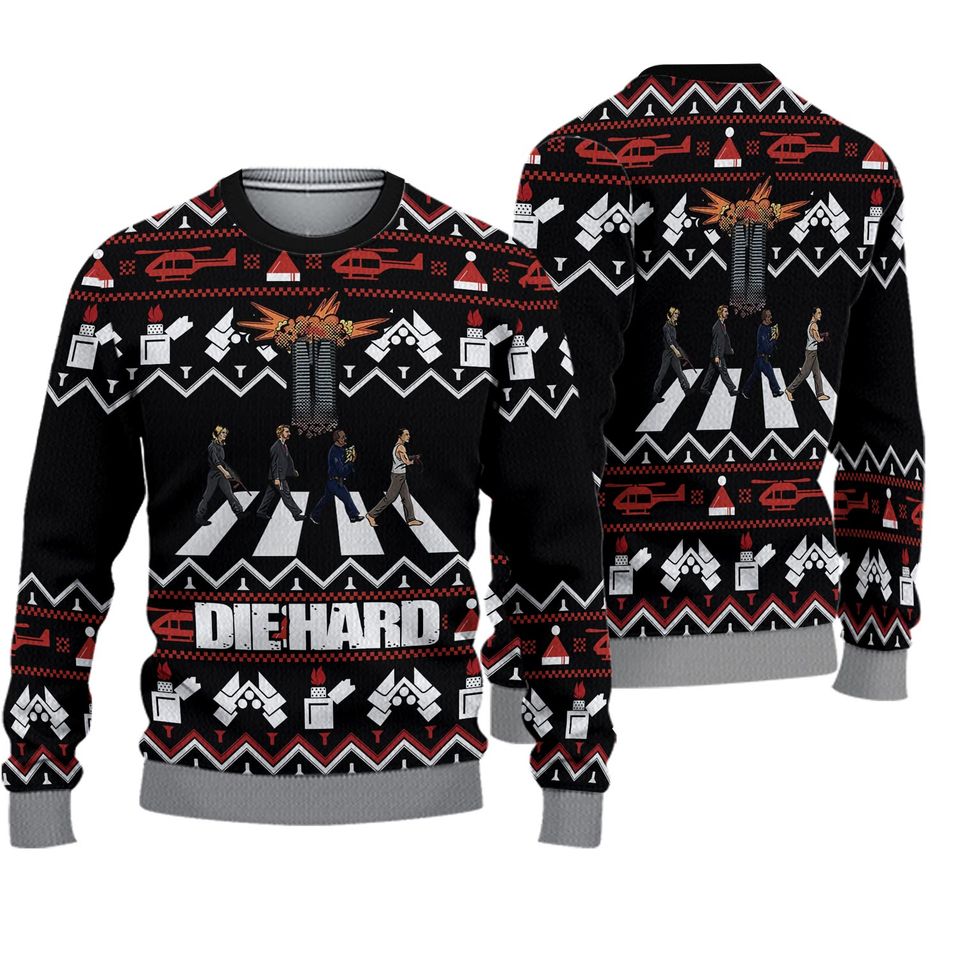 Die Hard Abbey Road Christmas Movie Ugly Sweater