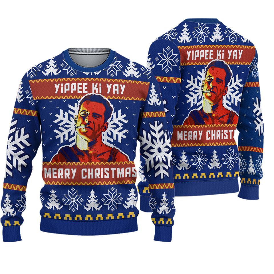 Die Hard Bruce Willis Christmas Movie Ugly Sweater