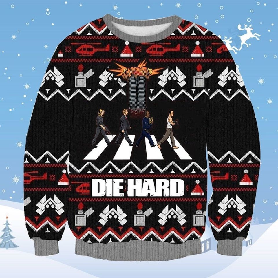 Die Hard Four Men Walk Xmas Ugly Sweater Sweatshirt, Xmas Sweater