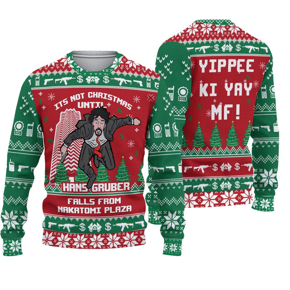 Die Hard Hans Gruber Christmas Ugly 3D SWEATER
