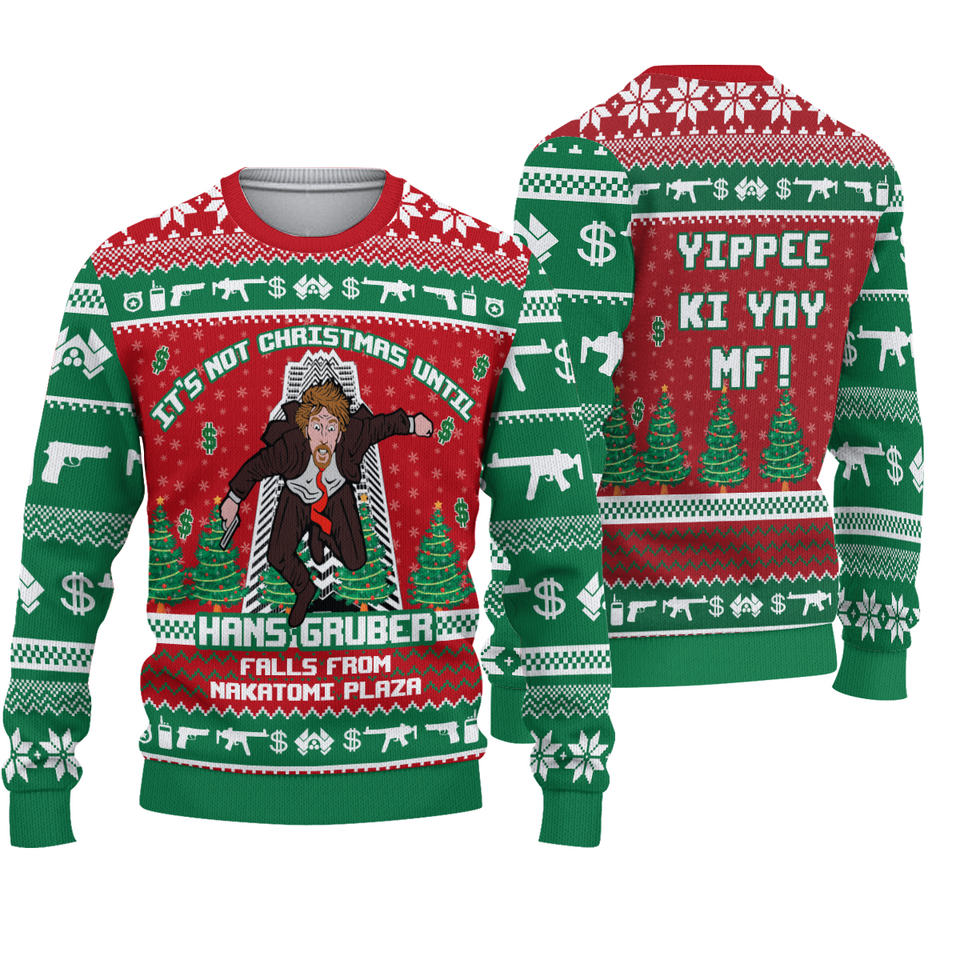 Die Hard Hans Gruber Christmas Ugly 3D SWEATER Christmas