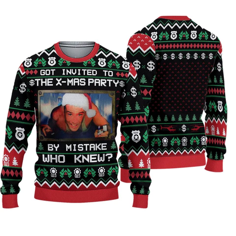 Die Hard Ugly Christmas John McClane Yippee Ki Yay Ugly Sweater