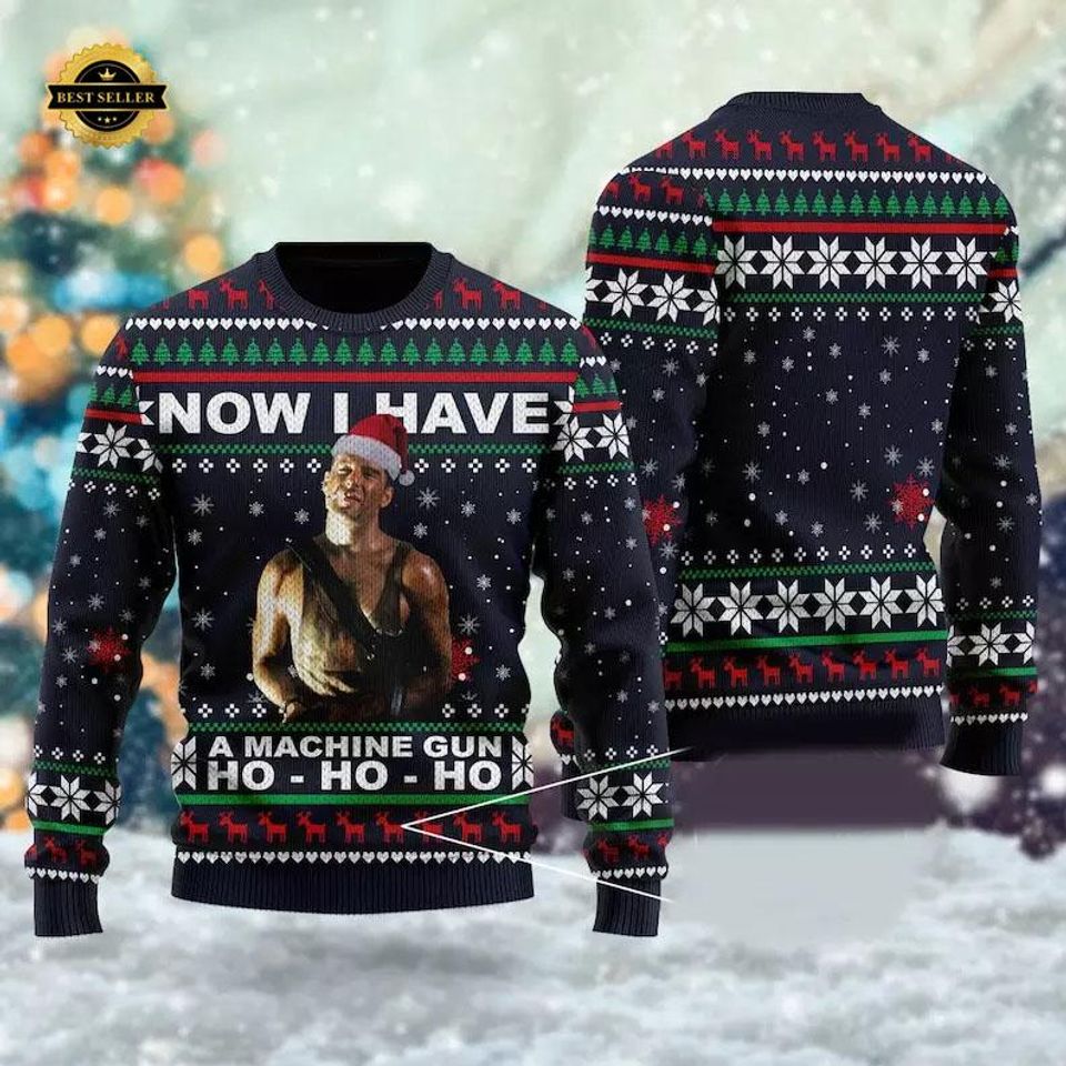 Die Hard Ugly Christmas Sweater - Now I Have A Machine Gun Ho Ho Ho Holiday Sweater