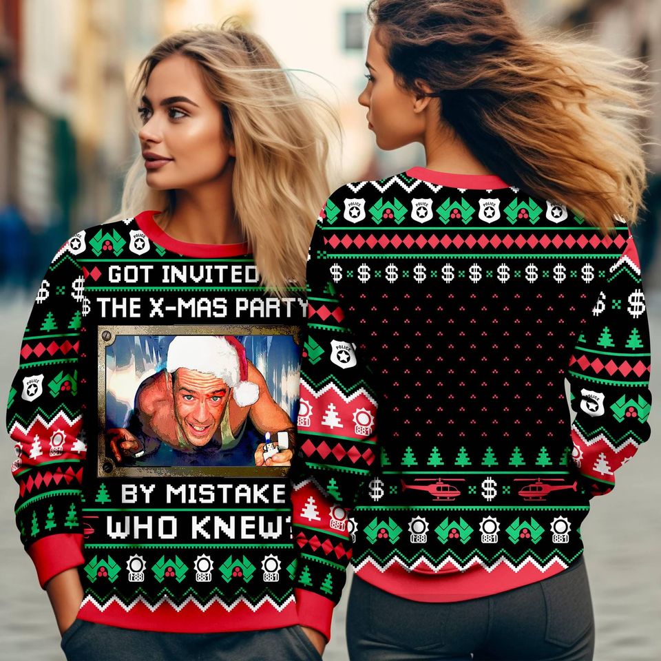 Die Hard Ugly Christmas Sweatshirt | John McClane Yippee Ki Yay Ugly Sweater