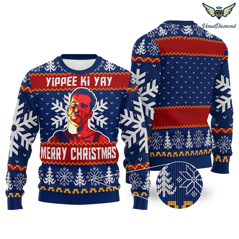 Die Hard Ugly Christmas Sweatshirt,John McClane Yippee Ki Yay Ugly Sweater