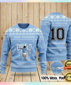Diego Maradona 10 Legends Never Die Ugly Christmas Sweater Adult 3D Funny Matching for family