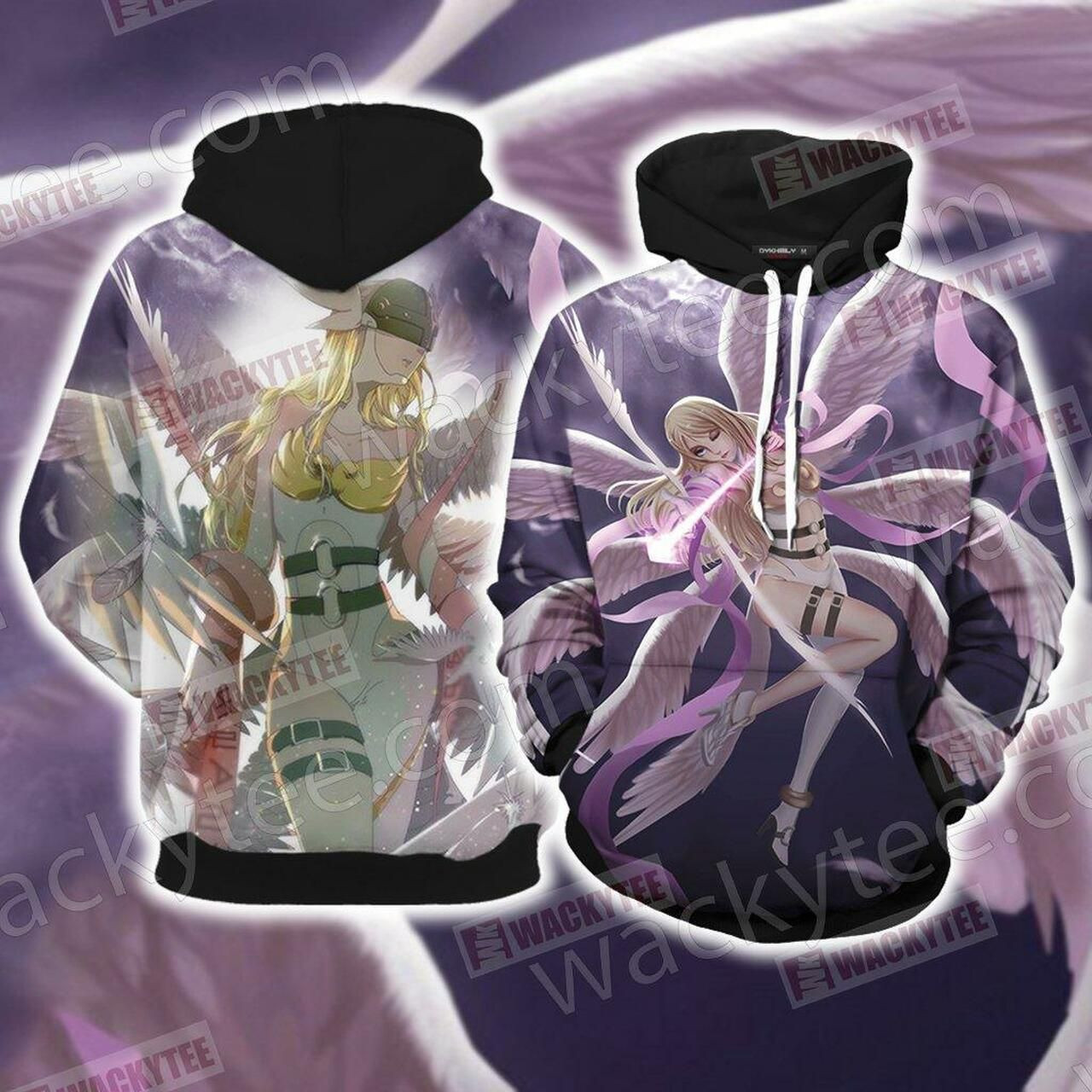Digimon Angewomon Unisex 3D All Over Print Hoodie, Zip Hoodie