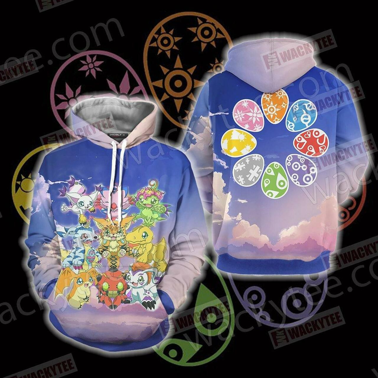 Digimon Eggs Unisex 3D All Over Print Hoodie, Zip Hoodie