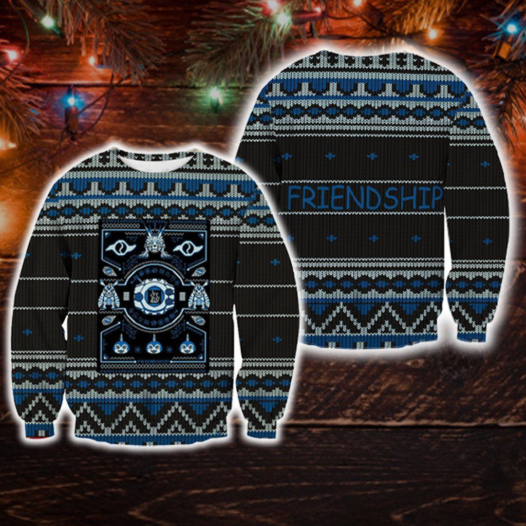 Digimon Friendship Ugly Christmas Sweater Adult 3D Funny Matching for family