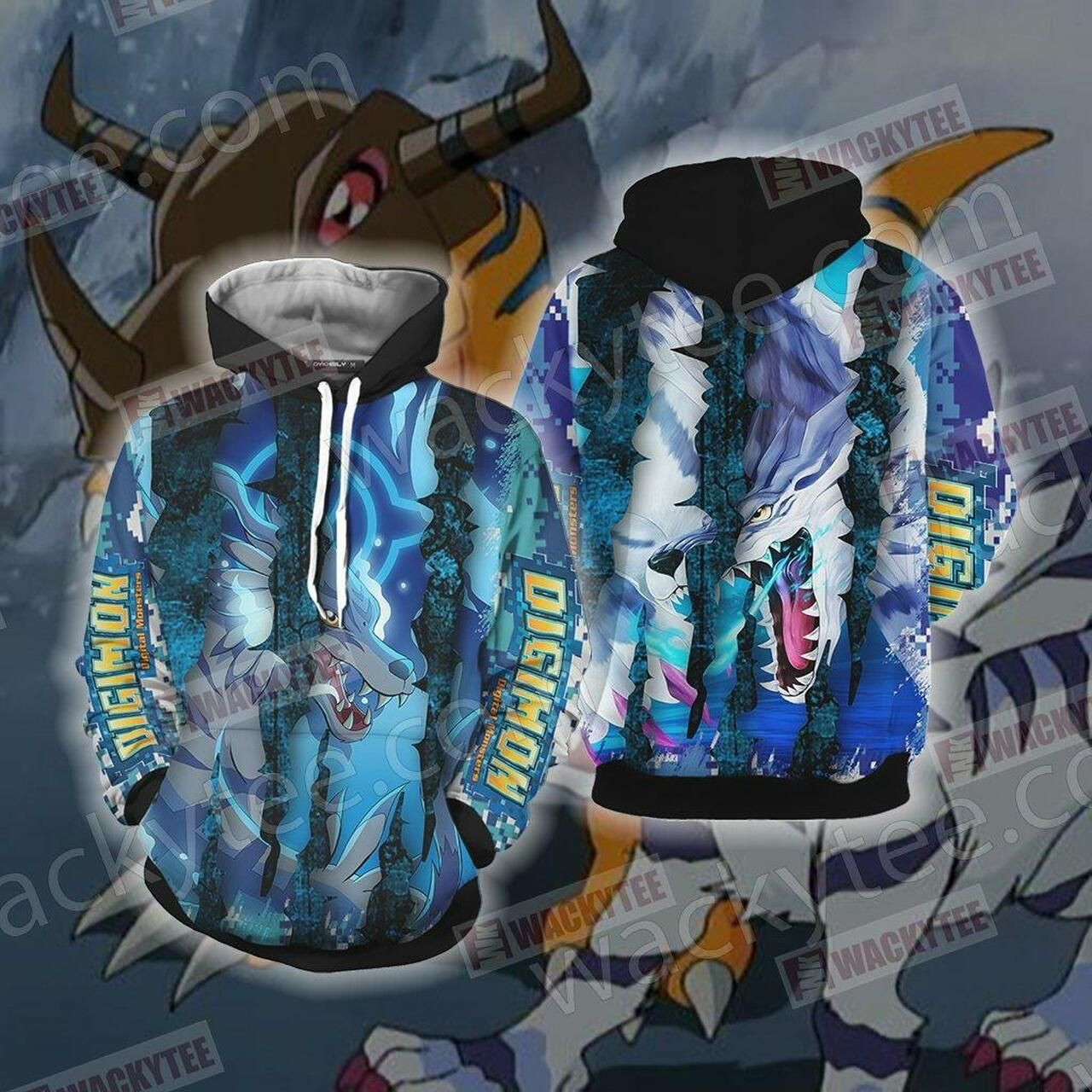 Digimon - Garurumon New Unisex 3D All Over Print Hoodie, Zip Hoodie