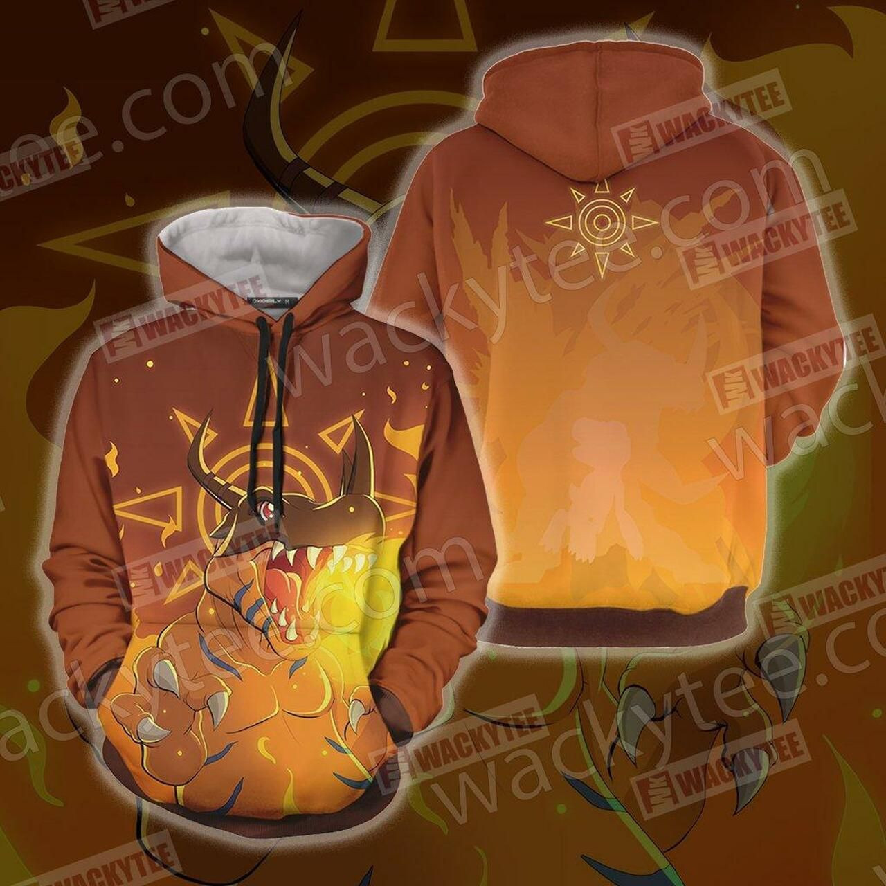 Digimon Greymon 3D All Over Print Hoodie, Zip Hoodie