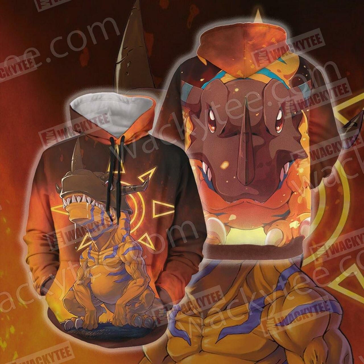 Digimon Greymon New 3D All Over Print Hoodie, Zip Hoodie