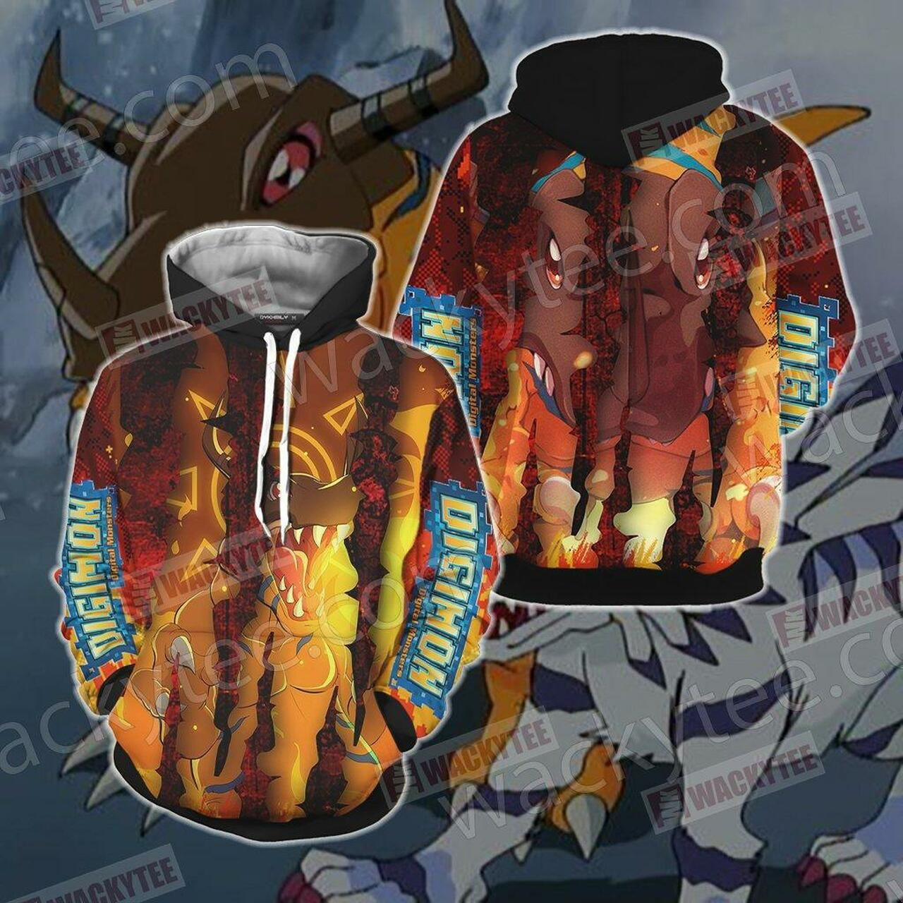 Digimon - Greymon New Unisex 3D All Over Print Hoodie, Zip Hoodie
