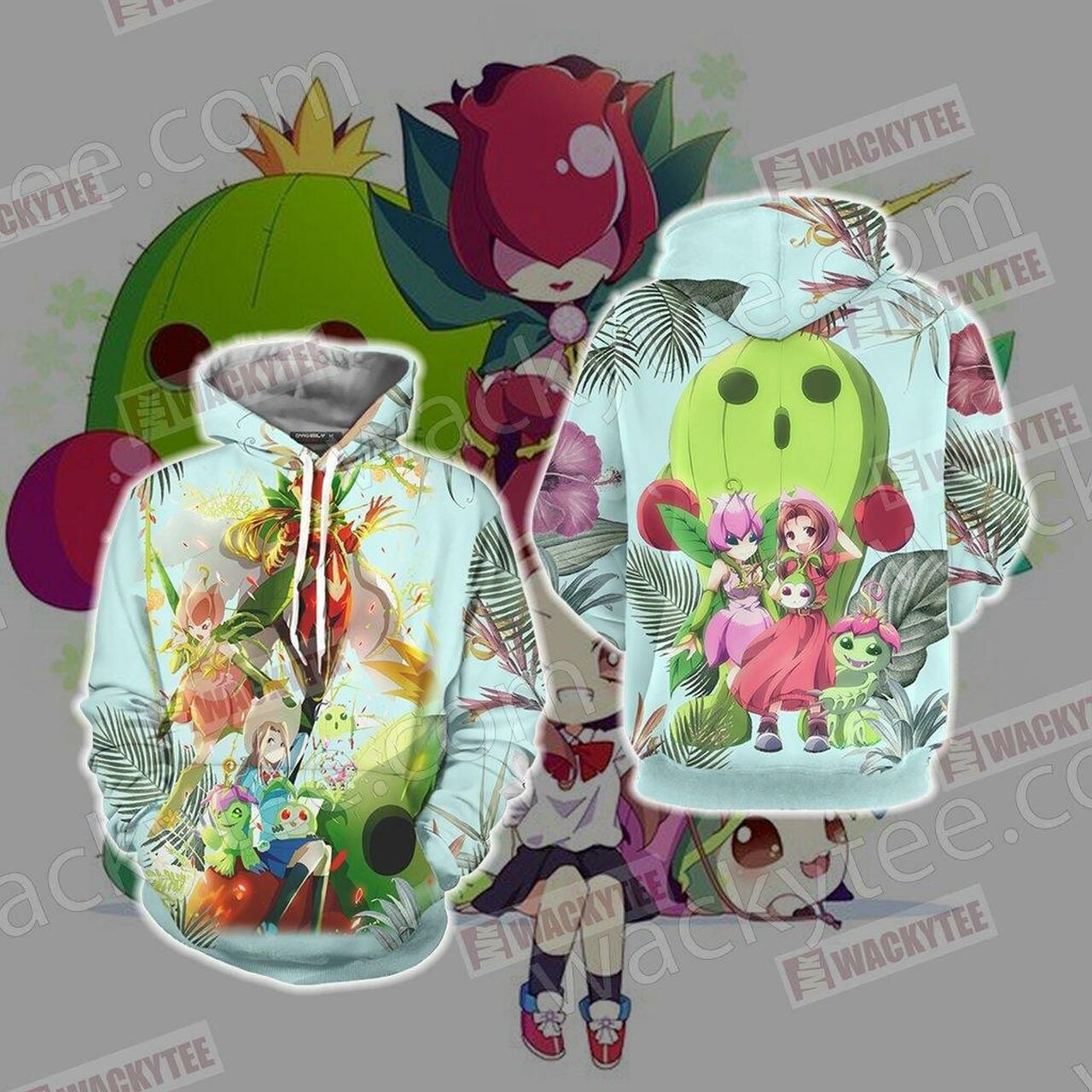 Digimon Palmon Evolution Line 3D All Over Print Hoodie, Zip Hoodie