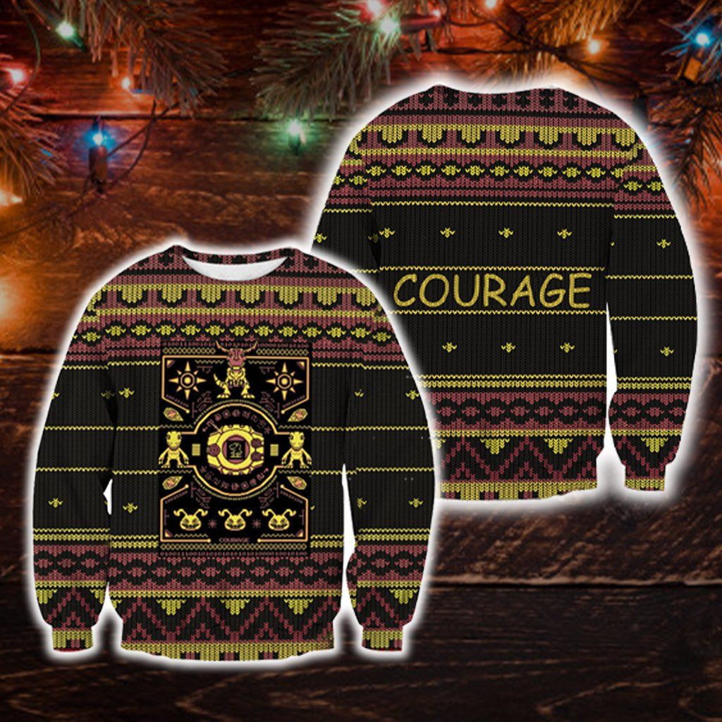 Digimon Ugly Christmas Sweater Adult 3D Funny Matching for family