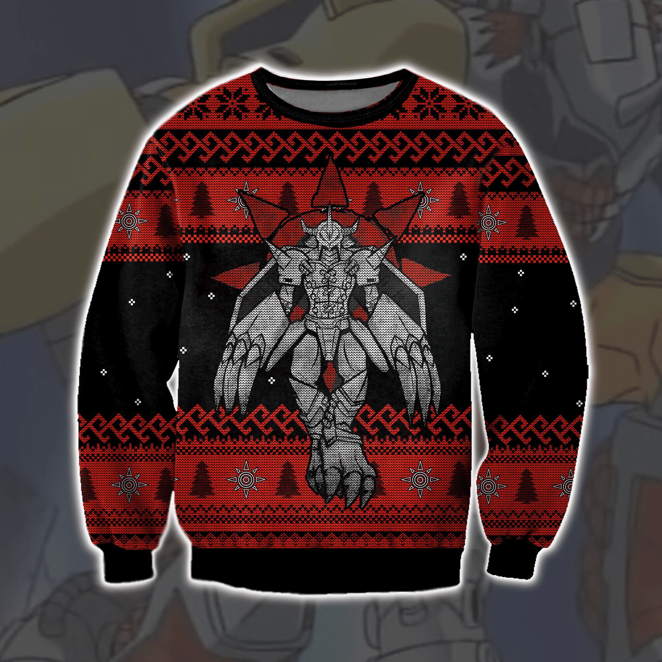 Digimon Wargreymon 3D Print Ugly Christmas Sweater Adult 3D Funny Matching for family