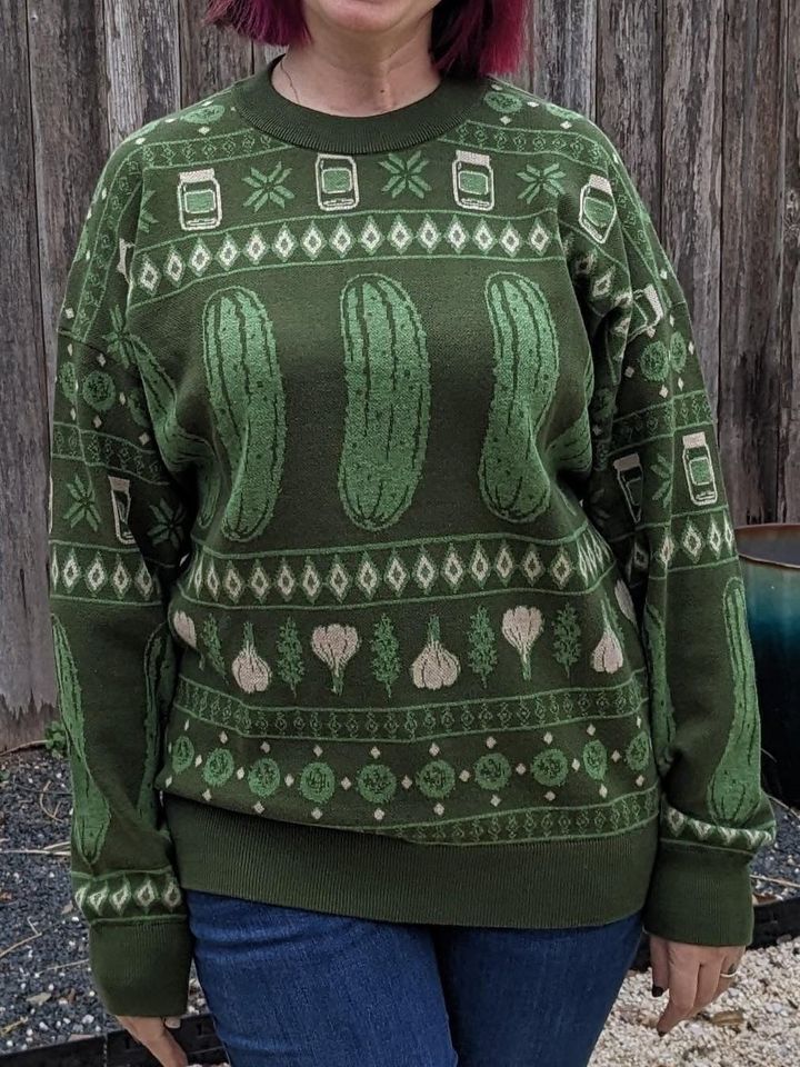 Dill Pickle Holiday Knitted Sweater Crew Neck - Knitted to order