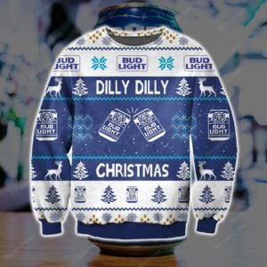 Dilly Dilly Bud Light Knitting Ugly Christmas Sweater Adult 3D Funny Matching for family