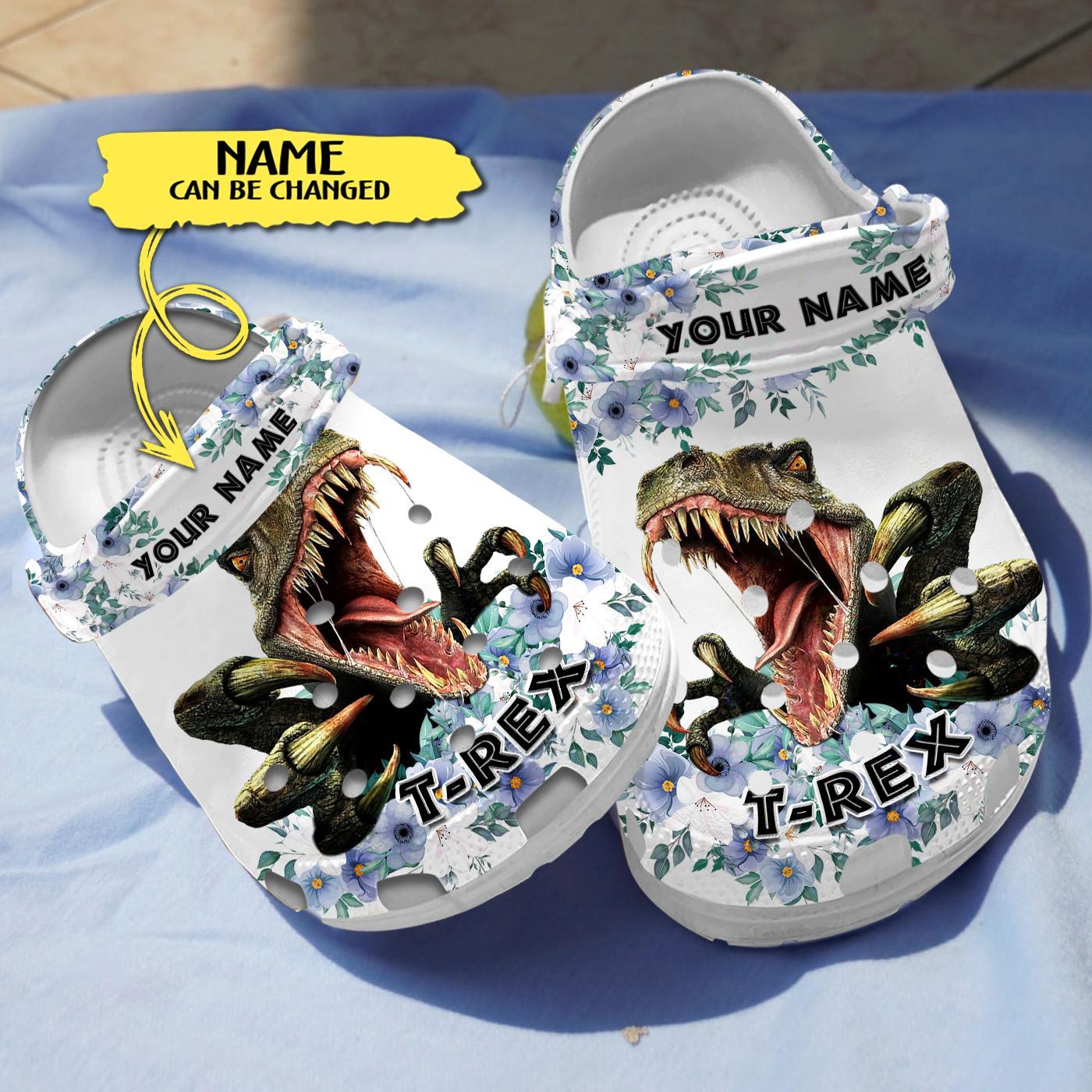 Dinosaur And Flower Crocs Crocband Clogs Shoes Comfortable For Men Women and Kids
