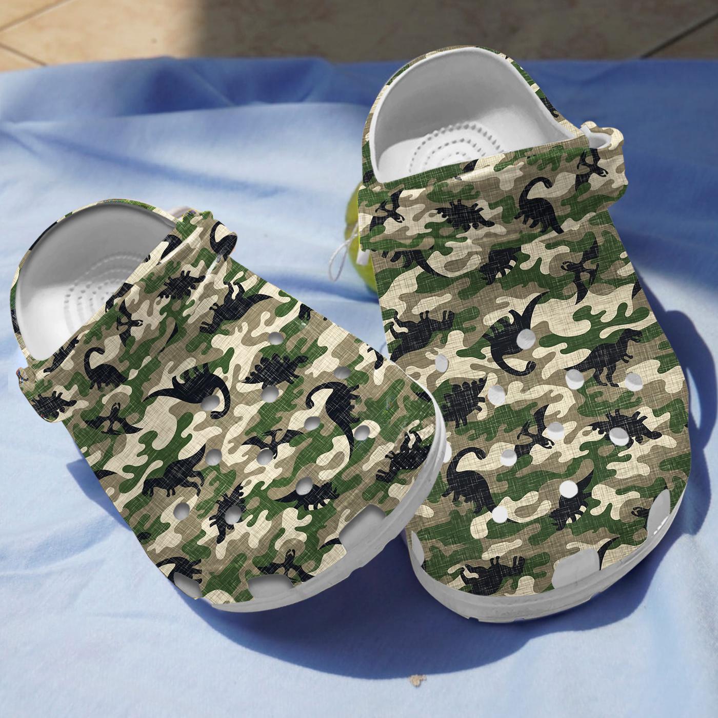 Dinosaur Army Crocs Crocband Clogs Shoes Comfortable For Men Women and Kids