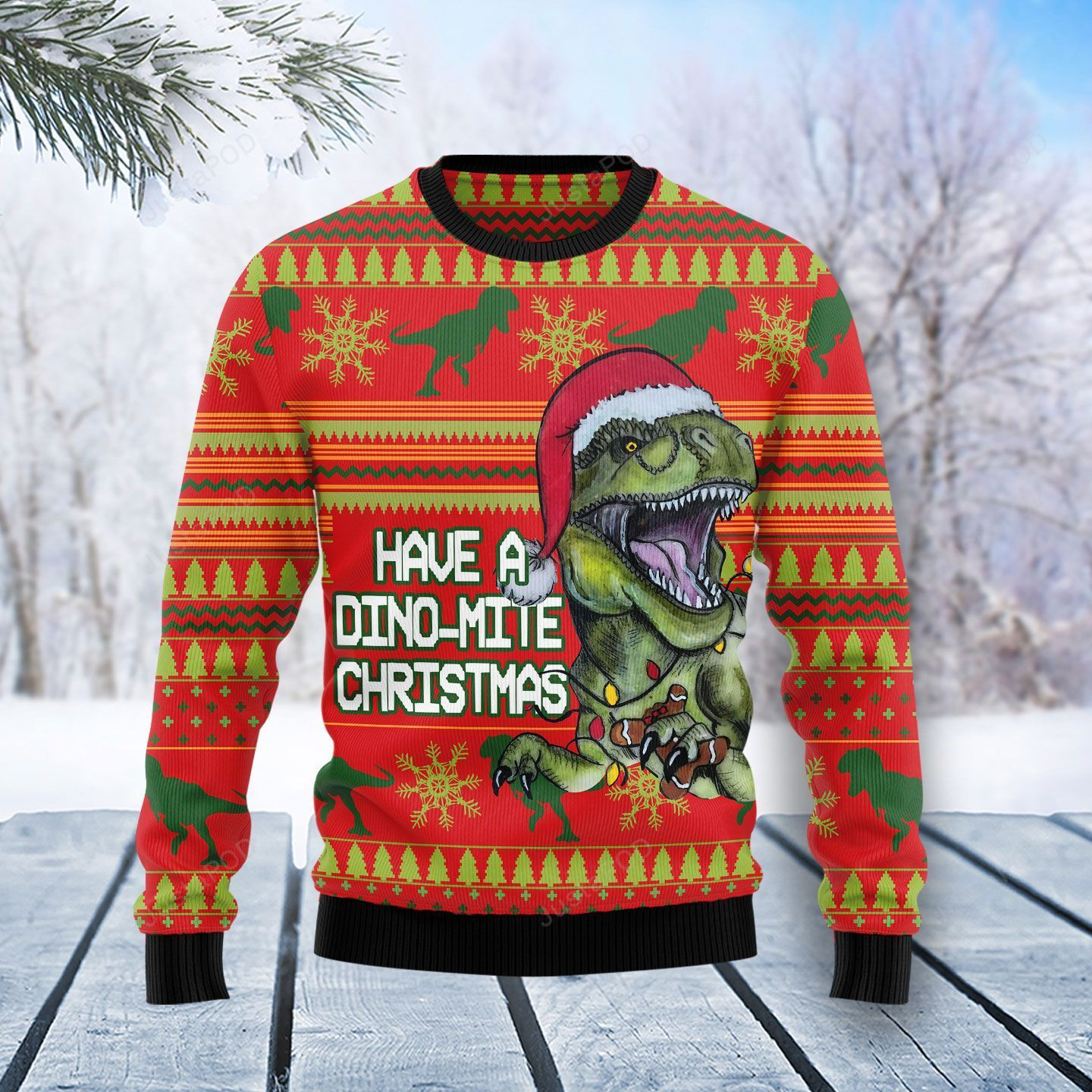Dinosaur Funny Ugly Christmas Sweater Adult 3D Funny Matching for family