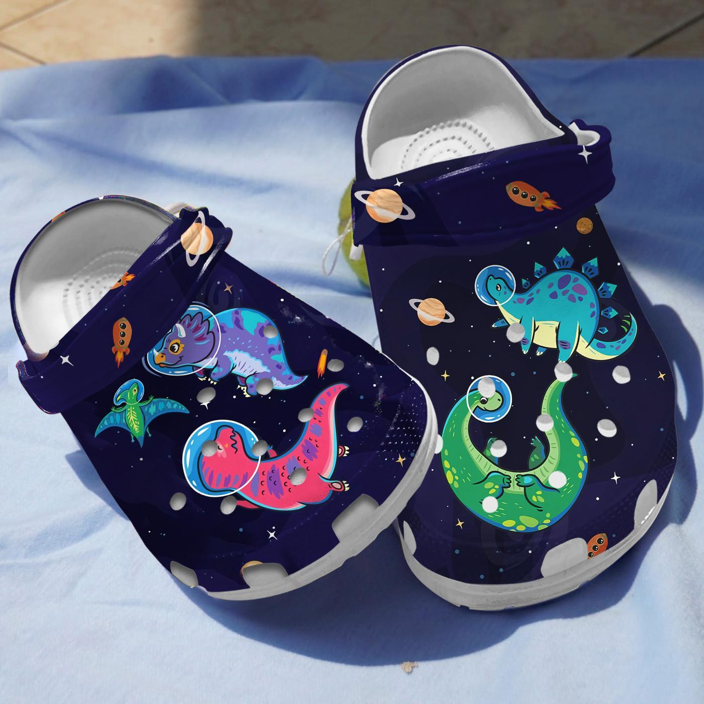 Dinosaur In Space Crocs Crocband Clogs Shoes Comfortable For Men Women and Kids