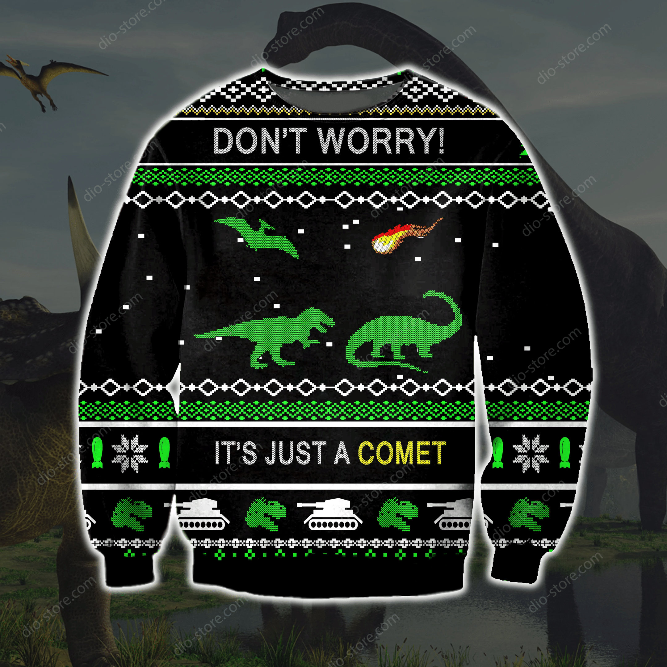 Dinosaur Knitting Pattern 3D Print Ugly Christmas Sweater Adult 3D Funny Matching for family