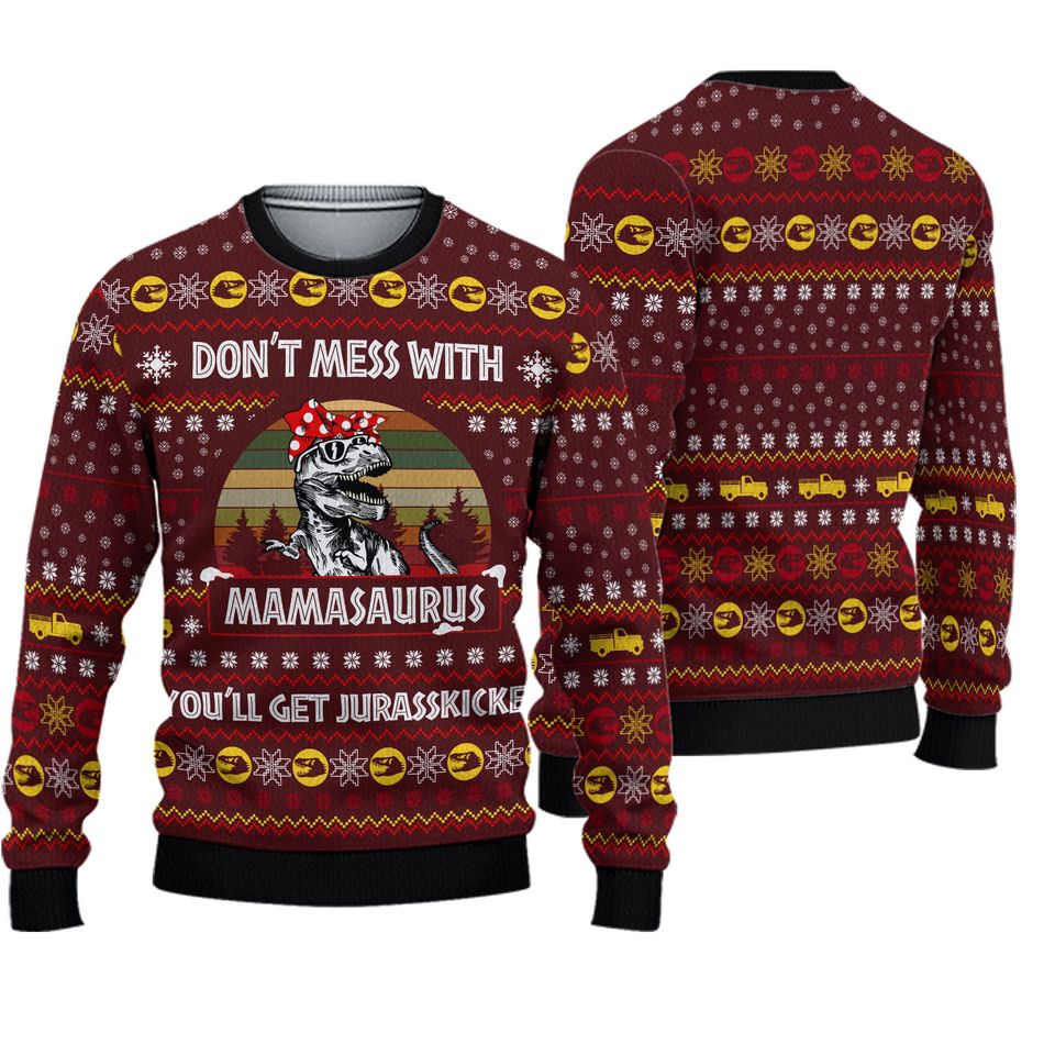 Dinosaur Mom Ugly Christmas Sweater
