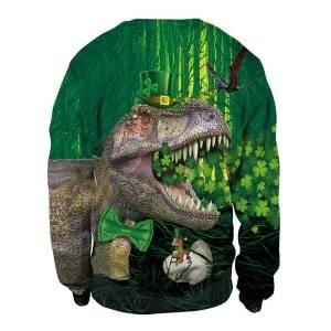Dinosaur Patricks Day Ugly Christmas Sweater Adult 3D Funny Matching for family