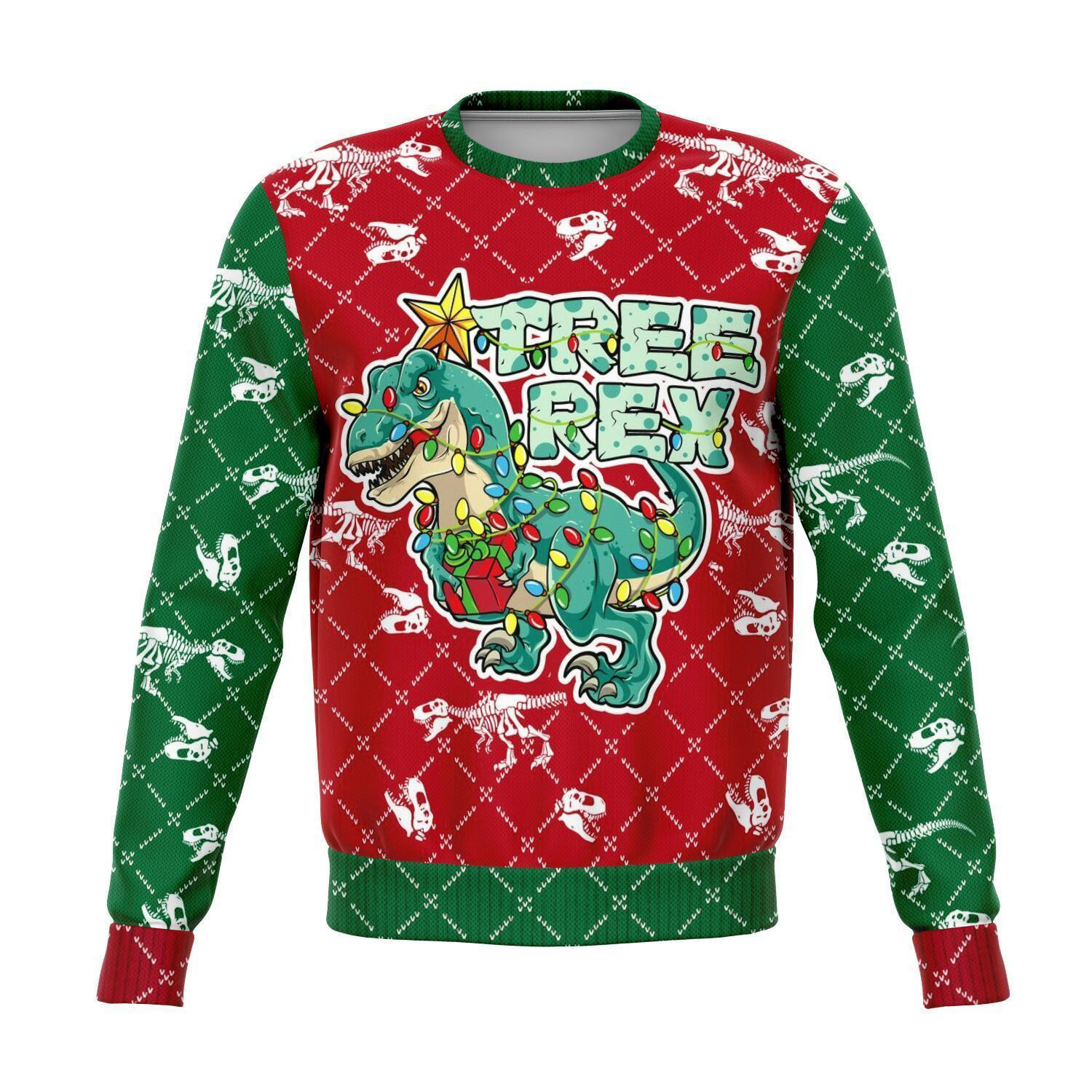 Dinosaur T-rex Ugly Christmas Sweater Adult 3D Funny Matching for family